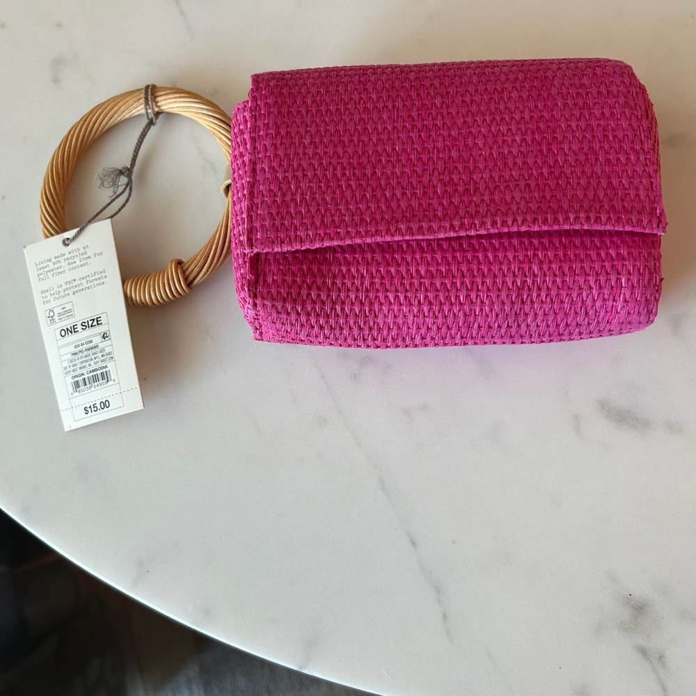 Pink Woven Handbag